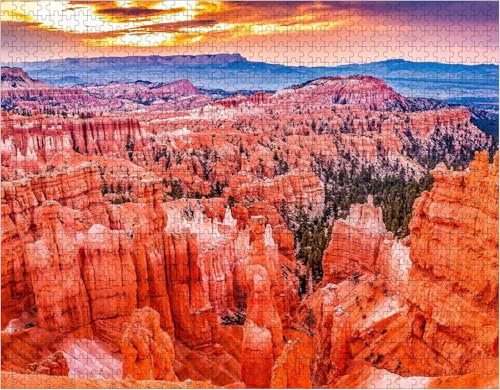 Sunrise Thor's Hammer Sunset Point Hoodoos Bryce Canyon National Park Utah 1000 Pieces Wooden Jigsaw Puzzles for Adults Home Decor