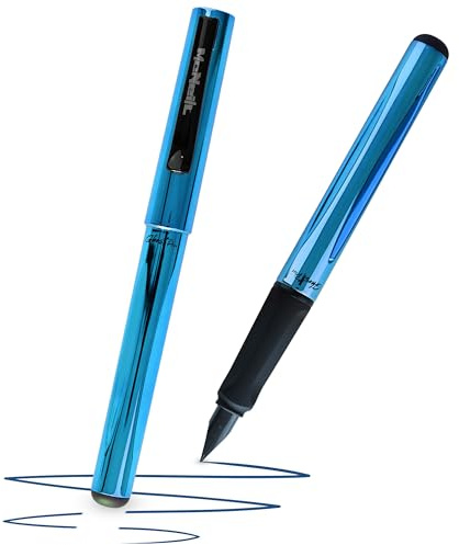 McNeill - Ghost Pen – radierbarer Füllhalter für Schule & Alltag | Für Rechts- & Linkshänder | Thermisch radierbare Tinte, ergonomisch, nachfüllbar (metallic blau)