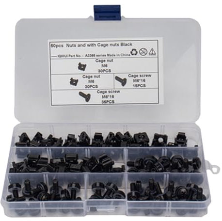 Didiseaon 1 Set Rack Mount Screws Kit Black Cage Nuts and Washers Corrosion Resistant Compact Replacement for Computer Racks and Cabinets