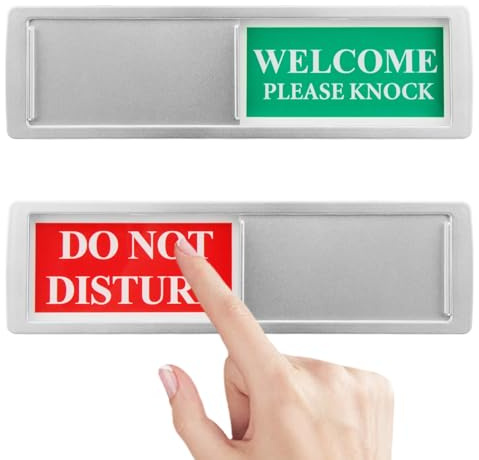 Privacy Sign Slider Office Door Signs Do Not Disturb Sign, Silver | Welcome Please Knock Sign Indicator Office Magnet Strong Adhesive Tape Waterproof for Study Conference Offices