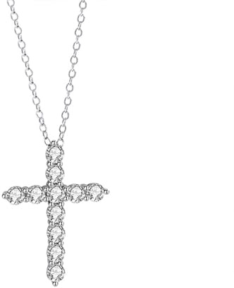 Epinki Echtgold Schmuck Damen Kette Hochzeit 750 Weißgold, Kreuz Damenkette Anhänger mit Moissanit Weiß Rundschliff, 18K Halskette Frauen, 40+5CM