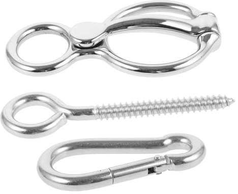 1 Satz Edelstahl Anbindering für Pferd mit Schraubverschluss | Sicherheitsverschluss, Scharfer Schraubfastener, Silberne Ausführung, für Tägliches Reiten und Reitaktivitäten