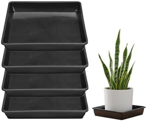 Ulawellor Sottovasi Quadrati per Piante in Plastica 4 Pezzi | Taglia M 30 x 30 cm, Resistente a Urti e Sole, Raccoglie Acqua e Terra, per Vasi in Ceramica e Terracotta