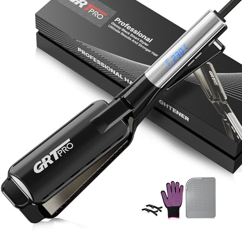 Plancha de Pelo Profesional Planchas del Pelo Anchas 55mm - Plancha Pelo con Revestimiento Cerámico, 40 Millones de Iones Negativos - 19 Temperaturas (50-230°C) Para Cabello Largo, Grueso o Rizado