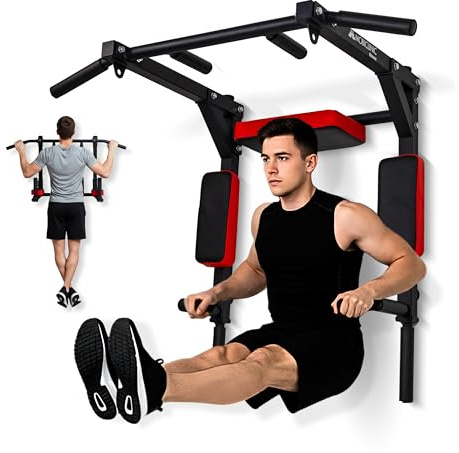 Mobiclinic®, Klimmzugstange, 2 in 1, Wendbare Struktur für Dips, Klimmzüge und Sit-Ups, Verstärkter Stahl, Rückenkissen und Gepolsterte Stützen, 4 Ankerhaken, Multifunktion, Q2