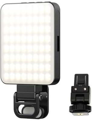 Pretfy LED Video Light, Fill Light, 3000K-6500K, Dimmable Conference for Smartphone, Laptop, Tablet, Camera with Clamp/Holder and Battery, for Video Calls, Live Streams