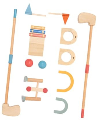 QUXVUIS Pädagogisches Golfset aus Holz für Kinder, bestehend aus Golfschlägern und Bällen, ist EIN tolles Spielzeug und EIN Geschenk für kleine Sportler. Es fördert außerdem die motorischen