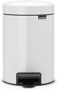 Brabantia 112126 Treteimer mit Inneneimer aus Kunststoff, stahl, Weiss, 3 Liter, Weiß
