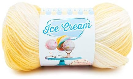 Lion Brand Yarn Ice Cream Yarn, Acrylic, Lemon Meringue, 8.26 x 19.05 x 8.26 cm