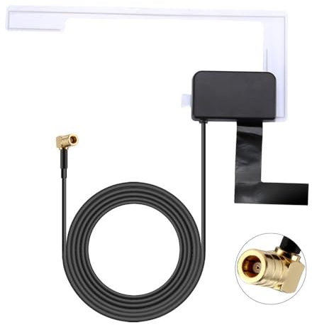 Audioproject A144 - DAB Antenne Auto Scheibenantenne Autoradio Antenne SMB Adapter 5m Kabel +15 dB DAB+ Antenne Auto KFZ kompatibel für Pioneer Kenwood Clarion Sony Blaupunkt DAB Autoantenne