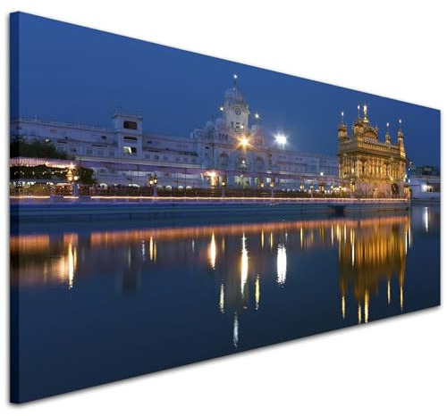 Wallfillers Blue Sikh Golden Temple Amritsar Canvas Wall Art Print