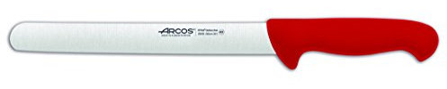 Arcos Serie 2900 - Cuchillo Fiambre - Hoja de Acero Inoxidable NITRUM de 250 mm - Mango inyectado en Polipropileno Color rojo