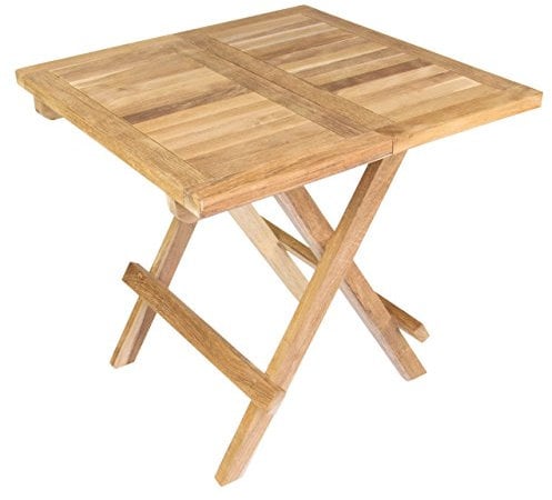 Divero Klappbarer Balkontisch Oslo aus Teak Holz, unbehandelt– Farbe: Natur-Braun