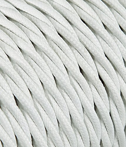 Cable eléctrico trenzado/trenzado revestido de tela. Color blanco. Sección 3 x 2,50 (5 metros)