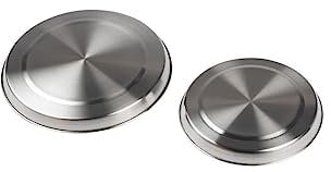 Fackelmann 12306 Lot de 2 caches plaques de cuisson gaz et électrique, cache plaque de cuisson, Acier inoxydable, 16 et 20 cm, Aluminium