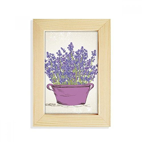 DIYthinker Purple Lavender Pot Flower Plant Desktop Wooden Photo Frame Picture Art Painting 5X7 Inch