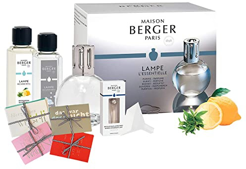 LAMPE BERGER Paris Starterset FRÜHLINGSFRISCHE rund mit 2 Düften ! 250ml Neutral,250ml Verbene inkl. 1 Überraschungskarte von Langelütje I das Original I Deine Lampe - Dein Duft'
