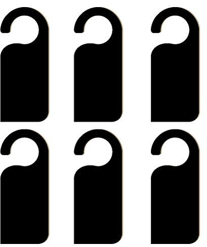 FRECI Holztafel-Türschild-Aufhänger, wiederverwendbar, umweltfreundlich, vielseitig, unbeschichtet, schwarz, klein, rechteckig, 6 Stück