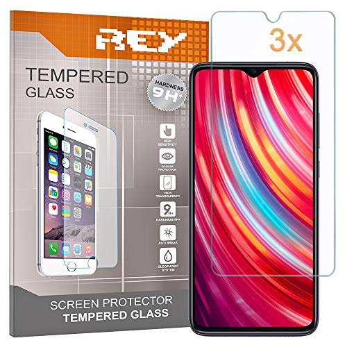 3X Protector de Pantalla para XIAOMI REDMI Note 8 Pro, Cristal Vidrio Templado Premium
