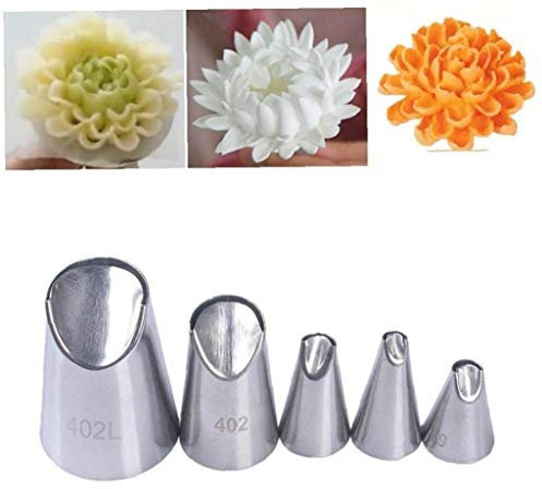 5Pcs Icing Piping Nozzles Stainless Steel Cake Decorating Tool Portable Durable Baking Accessories Chrysanthemum Nozzle