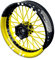 OneWheel Felgenaufkleber Motorrad passend für Supermoto Husqvarna 701 Design 9 | 17 Zoll | Vorder- und Hinterrad inkl. Farbiger Spokes (gelb)