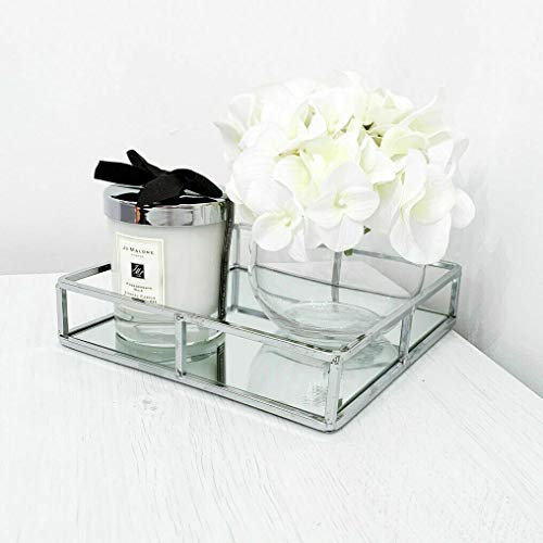 DEENZ 20cm Decorative Square Silver Chrome Mirrored Tray Decoration Decorative candle display vanityL candle tray wedding table plate