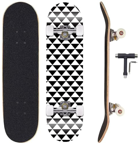 Sumeber Skateboard 31x8 Zoll Komplette Cruiser Skateboard für Kinder Jugendliche Erwachsenefür Anfänger, 7-Lagiger Kanadischer Ahorn Double Kick Deck Concave Geburtstagsgeschenk