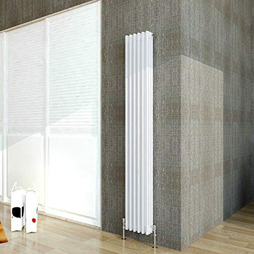 Acezanble∣Traditional 3 Column Radiator Vertical Tall Rads Cast Iron Style White-1800x290mm Centre Heating