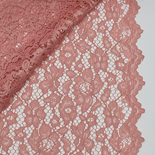 MAGAM-Stoffe Carmen Spitzenstoff Blumen-Spitze Bekleidung Deko Meterware 50cm (Alt Rosa)