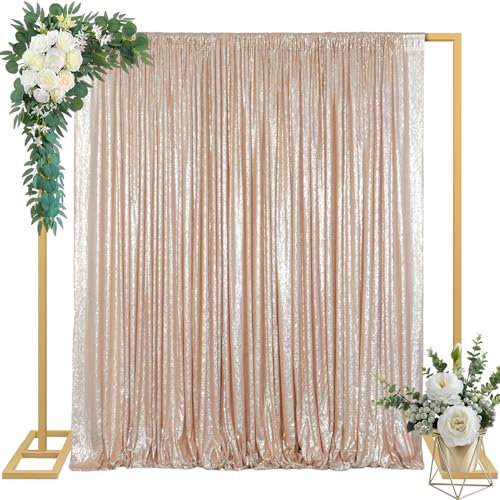 ShinyBeauty 4Ftx7FT Pailletten Hintergrund Vorhang 125x215 cmChampagner Hochzeit Hintergrund Glitter Hintergrund für Fotografie, Geburtstag, Hochzeit, Party Dekoration