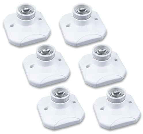 Klarlight Douille Ampoule e27, Support Ampoule E27 avec filetage, Douille E27 pour pour Plafond de Garage Atelier, AC220-240V, Max 80W, Lot de 6