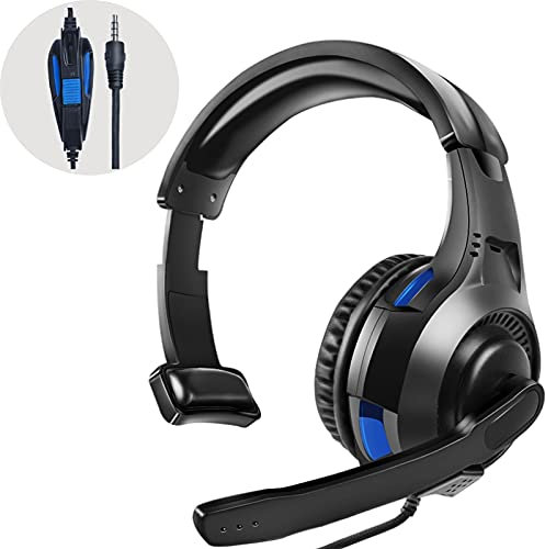 Megadream One Ear Gaming Headset for PS5/PS4/Xbox Series S/Xbox Series X, Wired Online Game Unilateral Headset, 50mm Drivers|Detachable Mic|3.5mm Headphone Jack for Switch Lite, Xbox One, Laptop/Phone