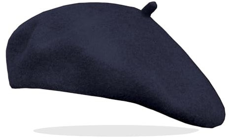 Van Der Rich ® - Klassischer französischer Baretthut Barett Wolle - Damen (Navy, One Size)