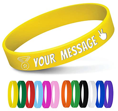 Temeite Gummi-Armband, umweltfreundliches Material, 100 % Silikon, modisches und cooles Design, geeignet für alle Altersgruppen, Regenbogen-Silikon-Armband, personalisiertes Armband (Farbe: weiß)