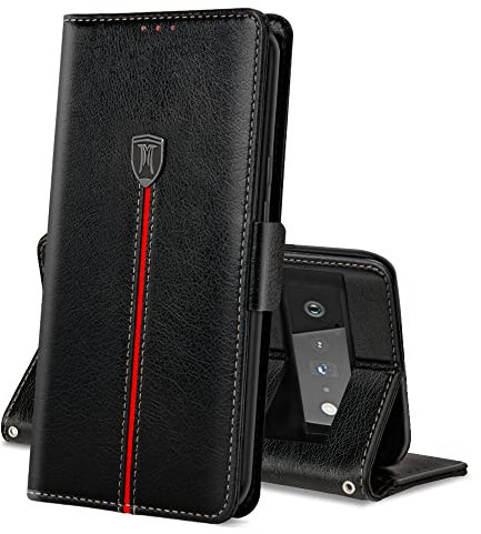 MAMA MOUTH Hülle für Google Pixel 6, Magnet Leder Kartenfach Pixel 6 Handyhülle, Klappbar Tasche Wallet Bookcase, Flip Silikon TPU Bumper Schutzhülle, Stoßfeste Cover für Pixel 6 Schwarz