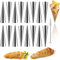 XZM 16 Pcs Backform Hörnchen, Sahnehornform, Cannoli Röhrchen, Croissant Backform, Croissant Form für Cannoli-Röhren, Croissant (Cremekegel) mit Reinigungsbürste