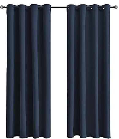 Tenger Home Gardinenschals Verdunkelungsvorhang Gardinen Blickdicht Vorhang Schlafzimmer mit Ösen, 1 Stück (Navyblau, 120 x 150 cm)
