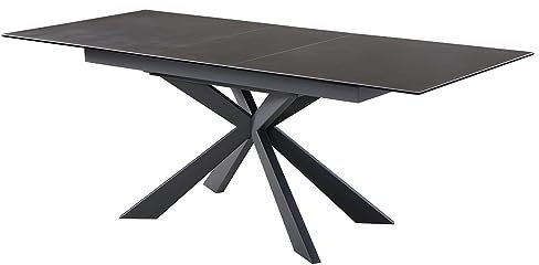 Vente-unique - Table à Manger Extensible ALBINA - 6 à 8 Personnes - Céramique & Verre trempé - Anthracite de Maison Céphy