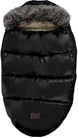 my junior® Lunar Fußsack | kuscheliger Fleece-Innenstoff | inkl. Gurtschlitze für Kinderwagen und Buggy mit 5-Punkt-Gurtsystem - Dark Night