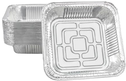 Non-Stick Disposable Air Fryer Aluminum Foil Liners Square 50PCS, Oil-Proof Aluminum Foil Tin Box Also for Steamer Basket Instant Pot Oven & Grill (6 * 6 Inch-Square)