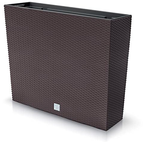 Vaso per Fiori piante Rettangolare Rato Case Decorativo in Plastica Alto 50 cm da interno esterno 18x58 cm Rettangolare Marrone Design Moderno 44 Litri