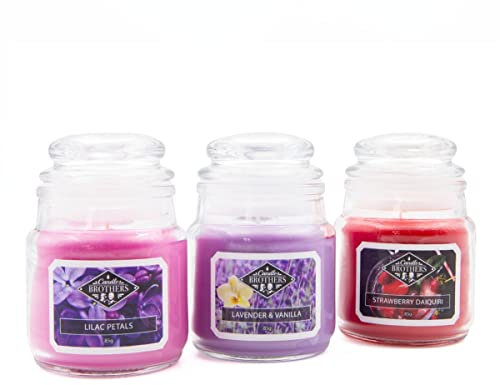 Candle-Brothers Duftkerzen Set im Glas mit Deckel | All the Best | 3 Duftkerzen als Geschenkset | Kleine Duftkerzen (Lavendel, Erdbeere und Flieder) | Geschenkset für Muttertag