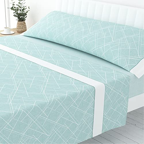 Victorio & Lucchino Juego de Sábanas Estampadas de Verano Algodón/Poliéster (Cama 135/140cm (1 Almohada), Fiora - Aqua)