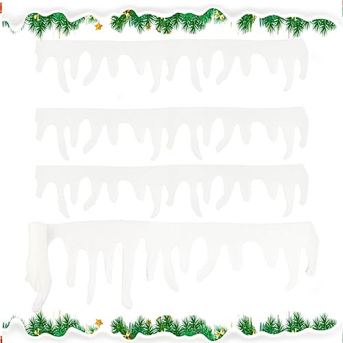 Gukasxi 4 Pcs 1.2M Weihnachten Eiszapfen Girlande, Eiszapfen aus Schneewatte, Eiszapfen aus Schneevlies, Weihnachten Urlaub Schnee Dekorationen für Weihnachtsbaum Kamin Fensterbank Wanddekoration