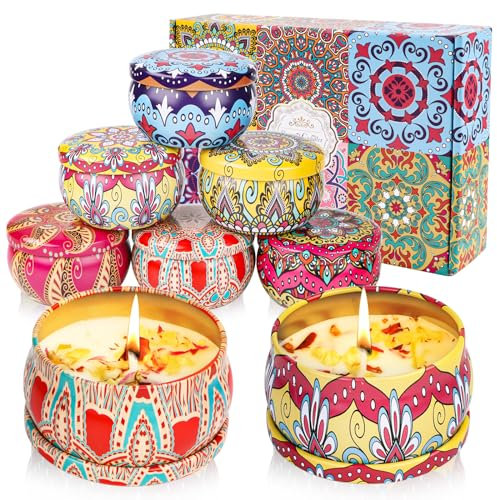 Duftkerzen Geschenke für Frauen,6 Stück Natürliches Aromatherapie Kerzen SetKerzen Geschenke für Frauen,Portable Travel Tin Candles for Stress Relief and Relaxation of the Body for Women Gift