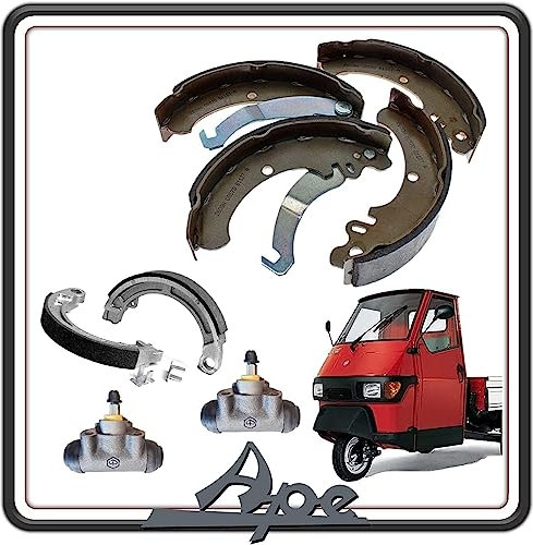 KIT GANASCE CEPPI FRENO FRENI ANTERIORE E POSTERIORE COMPLETO DI 2 CILINDRETTI FRENO COMPATIBILE CON PIAGGIO APE 50 TUTTI I MODELLI.