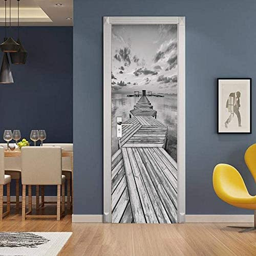 3D Innentür Türposter Türtapete Türaufkleber 90 X 200 Cm Graue Schöne Holzbrückenlandschaft Selbstklebend Türfolie Poster Tapete Wandtattoo Tür Wandbild Aufkleber Schlafzimmer Bad Büro Hause Deko