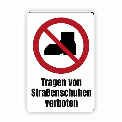 Verbotszeichen/Verbotsschild Tragen von Straßenschuhen verboten (P060) - zum markieren von Verbotszonen nach DIN EN ISO 7010