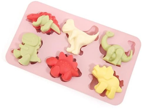 Silicone Mould Dinosaur Cake Mold 6 Cavity Dinosaur Silicone Chocolate Mold for Cake Soap Pudding Candy Chocolate