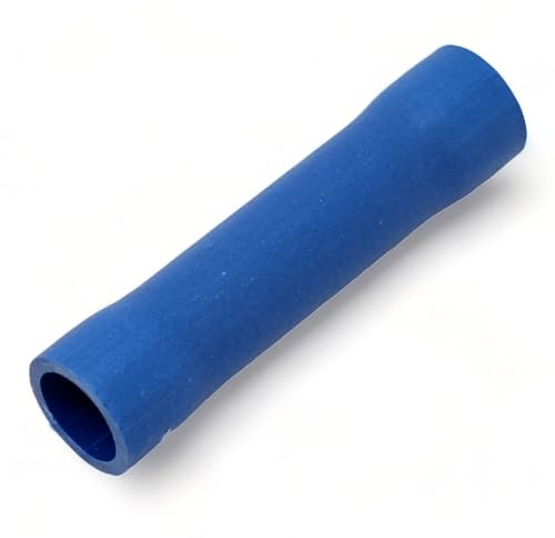 100 Pack Insulated Straight Butt Connectors Electrical Wire Crimp Cable Terminals (Blue 4.0mm)